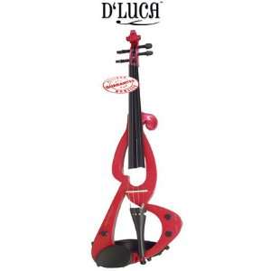  DLUCA ELECTRIC RED VIOLIN FULL SIZE: Musical Instruments