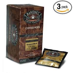 Baronet Coffee Decaf European Blend Medium Roast, 18 Count Coffee Pods 