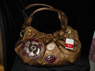 Great Looking Relic Hobo Handbag, Bronze Vinyl w/ Flowers, Brand New w 