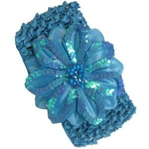    Turquiose Sequin Flower Crochet Baby Headband: Home & Kitchen