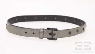 Burberry Pewter Pebbled Leather Studded Belt Size 32/80  
