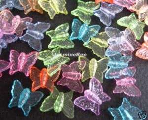 Translucent PASTEL Butterflies Acrylic Loose Beads, 50  