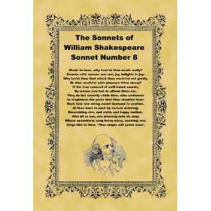   A4 Size Parchment Poster Shakespeare Sonnet Number 8: Home & Kitchen