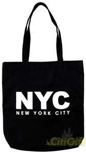 CLASSIC NYC NEW YORK CITY CANVAS TOTE BAG BLACK  