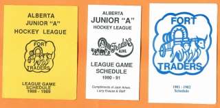 1988 89 Fort Saskatchewan Traders Hockey Schedule AJHL  