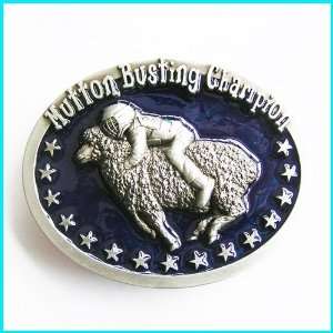  Mutton Busting Sheep Riding Enameled Belt Buckle WT 106BL 