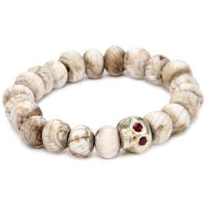  Borgioni Skull on Shell Beaded Bracelet Jewelry