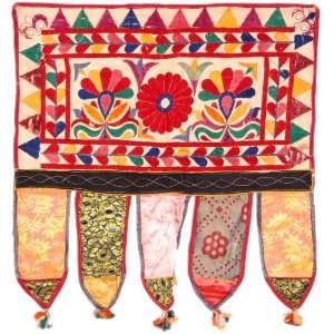  Floral Embroidered Toran for the Doorstep   Pure Cotton 
