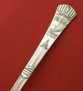 1934 Chicago Worlds Fair STERLING SILVER Souvenir Spoon A Century of 