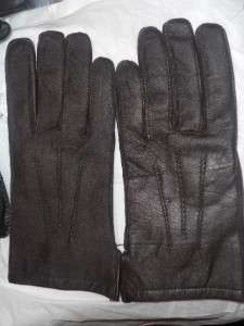 Mens Stunning Rabbit Fur lined Leather Gloves,Large Brown  