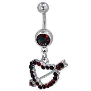   Crystal Love Heart Birthstones Gem Belly Button Ring: Pugster: Jewelry