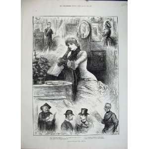  1882 Valentines Day Romance Men Woman Paper Old Print 