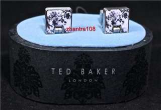 TED BAKER CUFFLINKS Reversible Floral Insert or Silver  