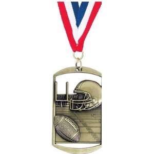  Football Medals   2.75 Die Cast Dog Tag Medals FOOTBALL 