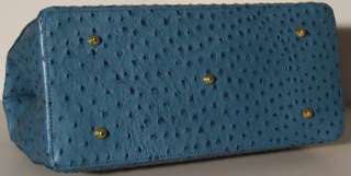 NWT Genuine Italian Leather Hand bag Purse Tote Satchel A4 Blue 965 