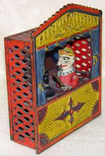Antique Cast Iron Mechanical Bank PUNCH AND JUDY  