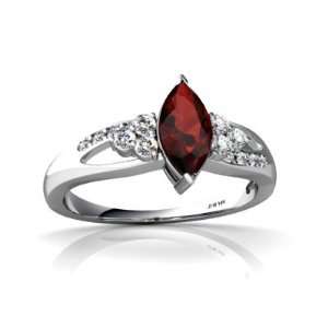   White Gold Marquise Genuine Garnet Antique Style Ring Size 5 Jewelry