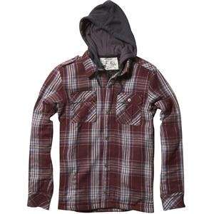  Bring It Long Sleeve Hooded Flannel Shirt   Large/Burgundy: Automotive