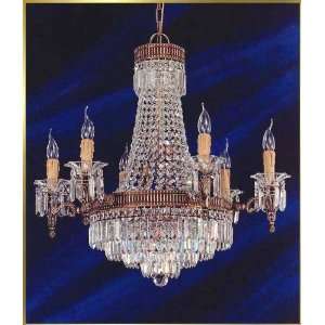 Small Crystal Chandelier, MU 2200, 12 lights, Antique Brass, 30 wide 