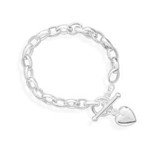   Heart Charm Bracelet 925 Sterling Silver Ladies Women Womens Jewelry