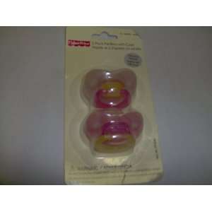  Fisher Price 2 Pack Pink Pacifiers with Case: Baby