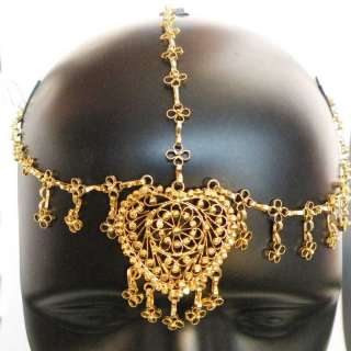VERY BEAUTIFUL GOLD TONE INDIAN BRIDAL JEWELRY FOREHEAD TIKKA