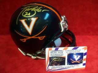 TIKI BARBER Virginia Mini Helmet SIGNED COA Autographed  