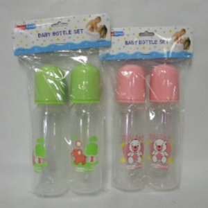  New   2Pc 8Oz Plastic Baby Bottle Set Bpa Free Case Pack 