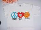   lady vols peace love basketball tshirt 