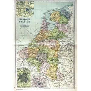    1910 Map Holland Belgium Amsterdam Brussels Antwerp