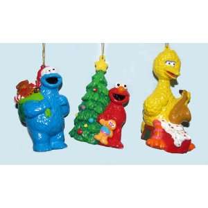 Set of 3 Sesame Street Elmo, Big Bird and Cookie Monster Christmas 