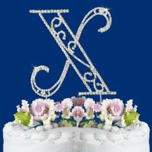   CRYSTAL WEDDING CAKE TOP MONOGRAM LARGE LETTER X: Everything Else
