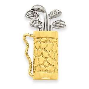  14k Yellow Gold Golf Bag with Clubs Pendant: Jewelry