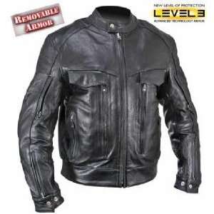 Mens Bandit Buffalo Leather Cruiser Motorcycle Jacket with Level 3 