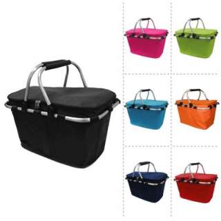 Solid Color Insulated Thermal Beach Market Picnic Basket Cooler Tote 