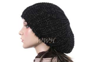 Cute Shimmery beret beanie Cap Hat Winter Knit be478d  