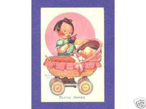 S7524 Beatrice Mallet postcard Girl   baby sister ,Toy  