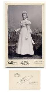 BEAUTIFUL GIRL Confirmation dress/fashion CDV PHOTO 1890s  