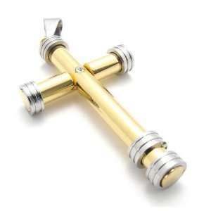  Mens Axis Stainless Steel Cross Pendant Necklace: Jewelry