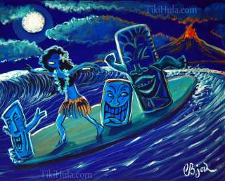 CBjork Toes On The Nose ORIGINAL ART Blue Island Tropical PAINTING 
