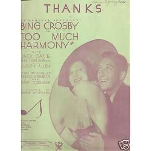  Sheet Music Bing Crosby Thanks 112: Everything Else