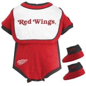   Red Wings Red Toddler Mesh Creeper, Bib & Booties Set Sports