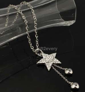 swarovski crystal heart shiny star chain lucky necklace  