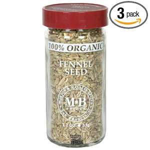 Morton & Bassett Organic Fennel Seed, 1.2 Ounce Jars (Pack of 3 