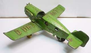 HUBLEY Bremen Junkers D1167 Airplane in Green   Cast Iron   10 Wing 