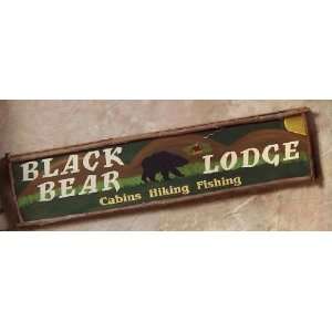  Rustic Black Bear Lodge Wood & Twig Sign
