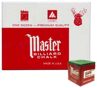 Master SPRUCE Green Pool Billiard Cue Stick Chalk (12 Pack)  