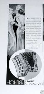 1934 OLD MAGAZINE PRINT AD, HOHNER PIANO ACCORDION, WORLD BEST  