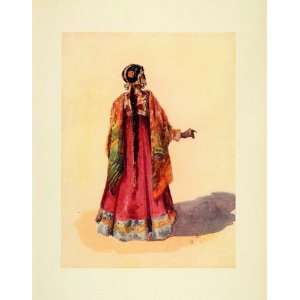   India Lady Lawley Islam Veil Garment Muslim   Original Color Print
