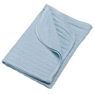  Wamsutta   Cable Baby Blanket   Blue Chenille: Baby
